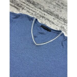 Raffi Shirt Mens 2XL Blue Trim V Neck Tee 100% Cotton Soft Lightweight